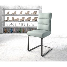 DELIFE Schwingstuhl Pela-Flex Stripes Mint Freischwinger flach Schwarz Taschenfederkern, Esszimmerstühle