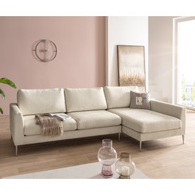 DELIFE Ecksofa Marla 285x140 cm Chenille Creme-Weiß Ottomane rechts, Ecksofas