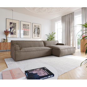 DELIFE Ecksofa Basit 330x165 cm Bouclé Schlamm Recamiere rechts, Ecksofas