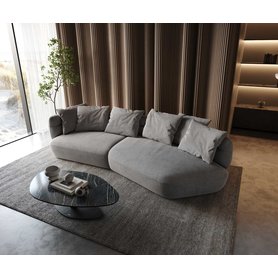 DELIFE Sofa Roya 320x140 cm Mikrofaser Grau, Big Sofas