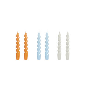 HAY - Kerzen 6er Set - tangerine, light blue, grey - spiral