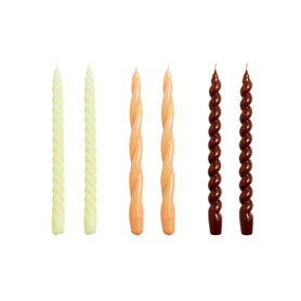 HAY - Kerzen 6er Set Long Mix - citrus/dark peach/brown