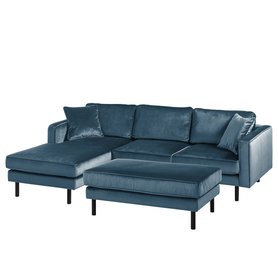 Ecksofa Edina Dunkelblau Samt 240x81x164 cm