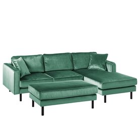 Ecksofa Edina Meeresgrün Samt 240x81x164 cm