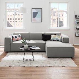 Ecksofa Kinx I 2-Sitzer Graubraun Strukturstoff 260x70x177 cm (BxHxT) Modern