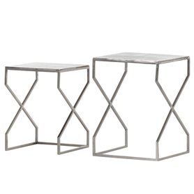 Red Living Beistelltisch Bökars 2er-Set Aluminium Silber Boho 40x55x40 cm (BxHxT)