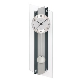 AMS Pendelwanduhr Centro Aluminium/Holzwerkstoff 19x67x10 cm (BxHxT) Silber/Schwarz