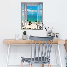 Poster Fenster zum Strand