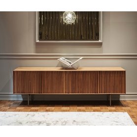 al2 Design Sideboard ka-bera 003 A Nussbaum Walnuss Furnier Holz 180 200 220 240 cm breit auf Füßen Esszimmer Wohnzimmer Lamellen Qualität modern