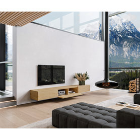 Modernes Design TV Lowboard Wand & Boden Eiche Hell Grau Braun 120 150 180 240 270 300 cm Breite Klapptür Kabelkanal ohne Griffe