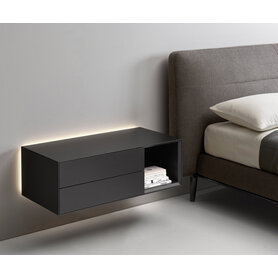 Livitalia Ecletto Open Design Nachttisch Grau Weiß Schwarz Hellgrau Dunkelgrau Matt lackiert offenes Fach LED