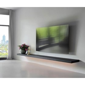 Design TV Lowboard Wandboard Flach Dünn Wand hängend 120 150 180 210 240 270 300 cm Breit Holz Weiß Schwarz Grau Matt Hochglanz Eiche Wandregal Hängebank