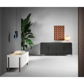 Novamobili edles Design Sideboard Float Highboard Wohnzimmer Küche Esszimmer 100 200 cm Breite Weiß Schwarz Grau Grün Matt lackiert