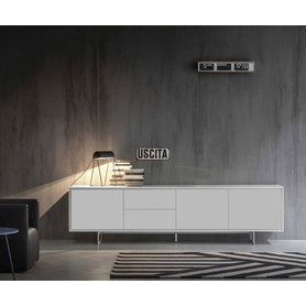 Novamobili edles Esszimmer Design TV Sideboard 3 Türen 2 Schubladen Weiß Schwarz Grau Matt Buffet Anrichte Deko 250 cm breit farbig Schatten 4