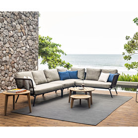 Oasiq Yland Eckbank Design Sofa wetterbeständig Aluminium Polsterung wetterfest wasserabweisend Polsterauflage Sitz- Rückenkissen Gartensofa Ecksofa