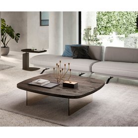 Ozzio Couchtisch Aurelius multifunktional quadratisch Design Stauraum diskret modern Zeitschriftenaufbewahrung Luxus Wohnzimmertisch gepolsterte Platte hochwertig