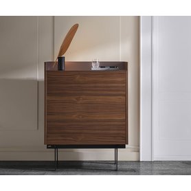 Punt Stockholm Design Hochkommode Aluminium Finish Abdeckplatte Echtholz Holz Furnier Eiche hell dunkel gebeizt Walnuss Nussbaum Qualität Dunkel