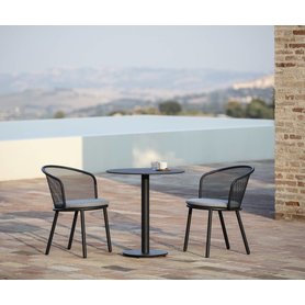 Todus Branta Design Bistrotisch Bartisch Gartentisch Garten Terrasse Balkon Beistelltisch Metall Edelstahl Stahl Keramik wetterfest Anthrazit Weiß