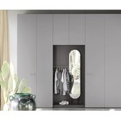 Novamobili Design Kleiderschrank mit Garderobe Spiegel Kleiderstange 150 200 250 300 400 cm breit offen begehbare für Flur Diele Schlafzimmer Weiß